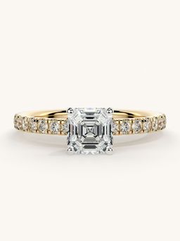 Valanova - Sterling Silver Plated with Yellow Gold and Certified Lab Grown Diamond 1.06Cts Ring