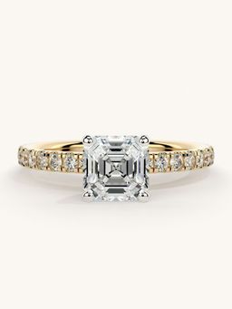 Valanova - Sterling Silver Plated with Yellow Gold and Certified Lab Grown Diamond 1.31Cts Ring