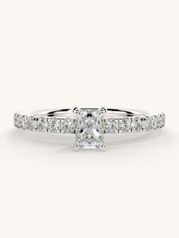 Valanova - Sterling Silver Plated with White Gold and Certified Lab Grown Diamond 0.56Cts Ring