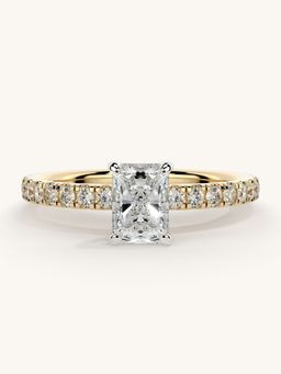 Valanova - Sterling Silver Plated with Yellow Gold and Certified Lab Grown Diamond 0.81Cts Ring