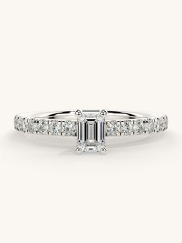 Valanova - Sterling Silver Plated with White Gold and Certified Lab Grown Diamond 0.56Cts Ring
