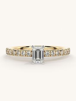Valanova - Sterling Silver Plated with Yellow Gold and Certified Lab Grown Diamond 0.56Cts Ring