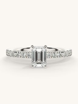 Valanova - Sterling Silver Plated with White Gold and Certified Lab Grown Diamond 0.81Cts Ring