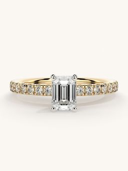 Valanova - Sterling Silver Plated with Yellow Gold and Certified Lab Grown Diamond 0.81Cts Ring
