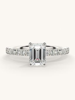 Valanova - Sterling Silver Plated with White Gold and Certified Lab Grown Diamond 1.06Cts Ring
