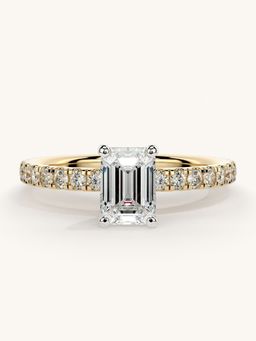 Valanova - Sterling Silver Plated with Yellow Gold and Certified Lab Grown Diamond 1.06Cts Ring