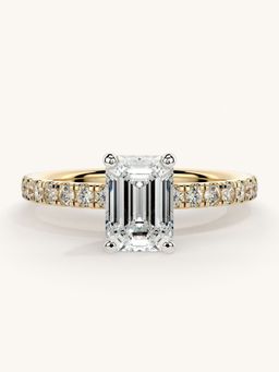 Valanova - Sterling Silver Plated with Yellow Gold and Certified Lab Grown Diamond 1.31Cts Ring