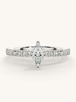 Valanova - Sterling Silver Plated with White Gold and Certified Lab Grown Diamond 0.56Cts Ring
