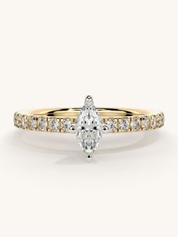 Valanova - Sterling Silver Plated with Yellow Gold and Certified Lab Grown Diamond 0.56Cts Ring