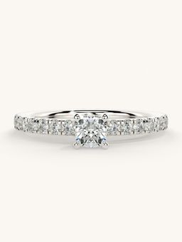 Valanova - Sterling Silver Plated with White Gold and Certified Lab Grown Diamond 0.56Cts Ring