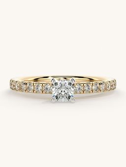 Valanova - Sterling Silver Plated with Yellow Gold and Certified Lab Grown Diamond 0.56Cts Ring