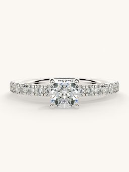 Valanova - Sterling Silver Plated with White Gold and Certified Lab Grown Diamond 0.81Cts Ring