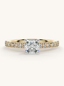 Valanova - Sterling Silver Plated with Yellow Gold and Certified Lab Grown Diamond 0.81Cts Ring