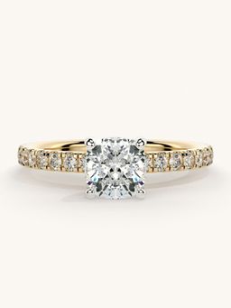Valanova - Sterling Silver Plated with Yellow Gold and Certified Lab Grown Diamond 1.06Cts Ring