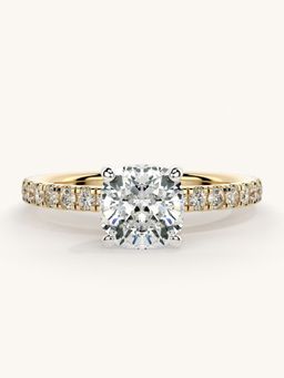 Valanova - Sterling Silver Plated with Yellow Gold and Certified Lab Grown Diamond 1.31Cts Ring