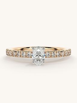 Valanova - Sterling Silver Plated with Rose Gold and Certified Lab Grown Diamond 0.56Cts Ring