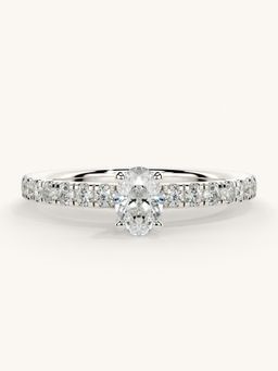 Valanova - Sterling Silver Plated with White Gold and Certified Lab Grown Diamond 0.56Cts Ring