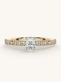 Valanova - Sterling Silver Plated with Yellow Gold and Certified Lab Grown Diamond 0.56Cts Ring