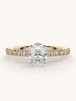 Valanova - Sterling Silver Plated with Rose Gold and Certified Lab Grown Diamond 0.81Cts Ring