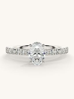 Valanova - Sterling Silver Plated with White Gold and Certified Lab Grown Diamond 0.81Cts Ring