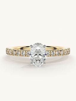 Valanova - Sterling Silver Plated with Yellow Gold and Certified Lab Grown Diamond 0.81Cts Ring
