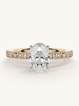 Valanova - Sterling Silver Plated with Rose Gold and Certified Lab Grown Diamond 1.06Cts Ring