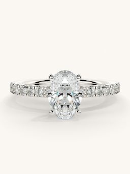 Valanova - Sterling Silver Plated with White Gold and Certified Lab Grown Diamond 1.06Cts Ring
