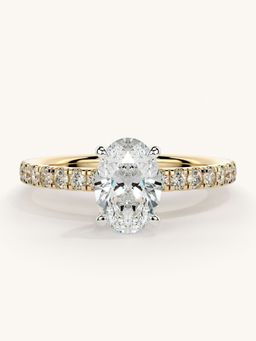 Valanova - Sterling Silver Plated with Yellow Gold and Certified Lab Grown Diamond 1.06Cts Ring