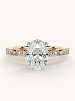 Valanova - Sterling Silver Plated with Rose Gold and Certified Lab Grown Diamond 1.31Cts Ring