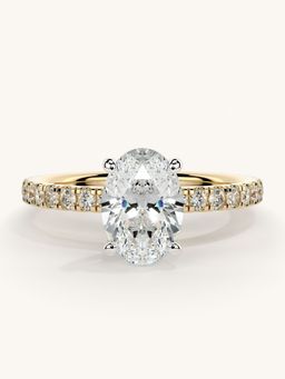 Valanova - Sterling Silver Plated with Yellow Gold and Certified Lab Grown Diamond 1.31Cts Ring