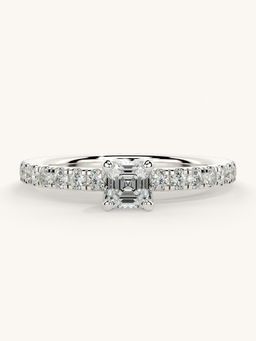 Valanova - Sterling Silver Plated with White Gold and Certified Lab Grown Diamond 0.56Cts Ring