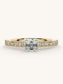 Valanova - Sterling Silver Plated with Yellow Gold and Certified Lab Grown Diamond 0.56Cts Ring