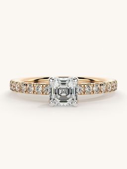 Valanova - Sterling Silver Plated with Rose Gold and Certified Lab Grown Diamond 0.81Cts Ring