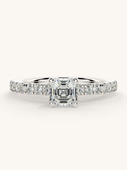 Valanova - Sterling Silver Plated with White Gold and Certified Lab Grown Diamond 0.81Cts Ring