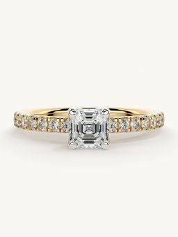 Valanova - Sterling Silver Plated with Yellow Gold and Certified Lab Grown Diamond 0.81Cts Ring