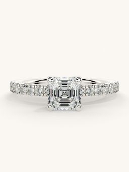 Valanova - Sterling Silver Plated with White Gold and Certified Lab Grown Diamond 1.06Cts Ring