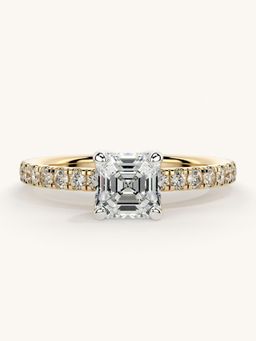 Valanova - Sterling Silver Plated with Yellow Gold and Certified Lab Grown Diamond 1.06Cts Ring