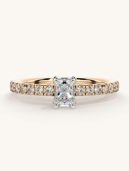 Valanova - Sterling Silver Plated with Rose Gold and Certified Lab Grown Diamond 0.56Cts Ring