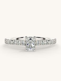 Valanova - Sterling Silver Plated with White Gold and Certified Lab Grown Diamond 0.56Cts Ring