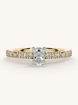 Valanova - Sterling Silver Plated with Yellow Gold and Certified Lab Grown Diamond 0.56Cts Ring