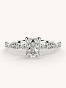 Valanova - Sterling Silver Plated with White Gold and Certified Lab Grown Diamond 0.81Cts Ring