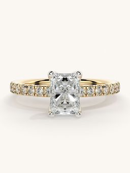 Valanova - Sterling Silver Plated with Yellow Gold and Certified Lab Grown Diamond 1.06Cts Ring