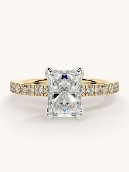 Valanova - Sterling Silver Plated with Yellow Gold and Certified Lab Grown Diamond 1.31Cts Ring