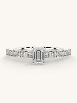 Valanova - Sterling Silver Plated with White Gold and Certified Lab Grown Diamond 0.56Cts Ring