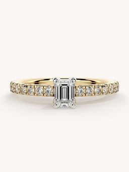 Valanova - Sterling Silver Plated with Yellow Gold and Certified Lab Grown Diamond 0.56Cts Ring