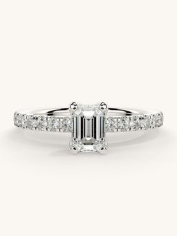 Valanova - Sterling Silver Plated with White Gold and Certified Lab Grown Diamond 0.81Cts Ring