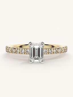 Valanova - Sterling Silver Plated with Yellow Gold and Certified Lab Grown Diamond 0.81Cts Ring