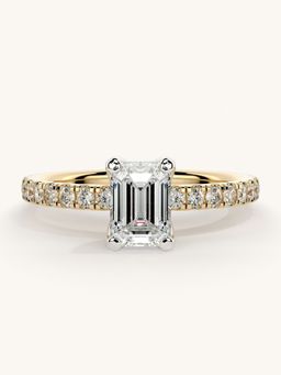 Valanova - Sterling Silver Plated with Yellow Gold and Certified Lab Grown Diamond 1.06Cts Ring