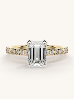 Valanova - Sterling Silver Plated with Yellow Gold and Certified Lab Grown Diamond 1.31Cts Ring