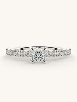 Valanova - Sterling Silver Plated with White Gold and Certified Lab Grown Diamond 0.56Cts Ring